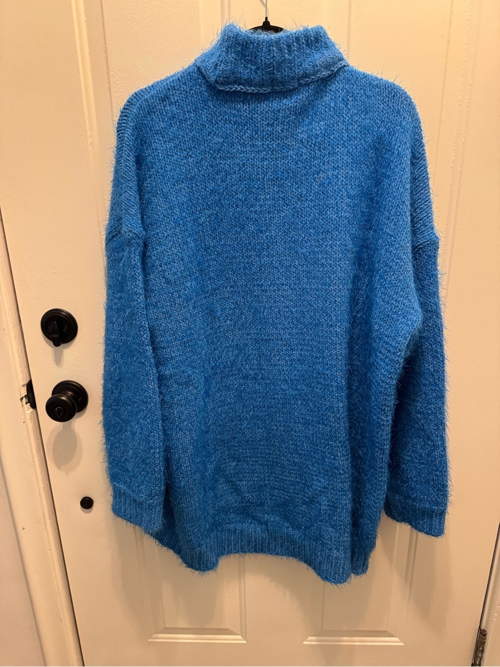 Show Me Your MuMu Bright Blue Fuzzy Turtleneck Mini Sweater Dress - Picture 3 of 3